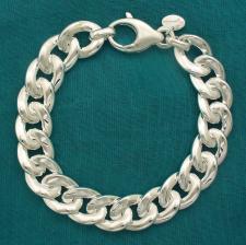 Solid sterling silver flat curb bracelet 12mm.