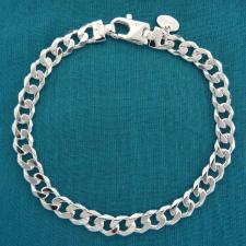 Sterling silver solid diamond cut curb bracelet 6.5mm x 2.3mm.