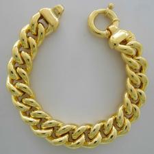 Bracciale in argento 925 grumetta 14mm. DORATURA IN ORO GIALLO 18 KT.