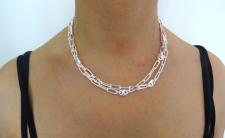 Collana catena paperclip lunghezza 90 cm in argento 925