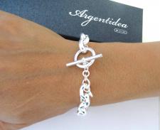 Bracciale catena ovale e barretta in argento 925