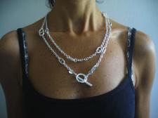 Sterling silver anchor chain toggle necklace 