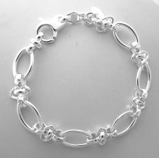 Solid 925 silver textured link bracelet 10mm