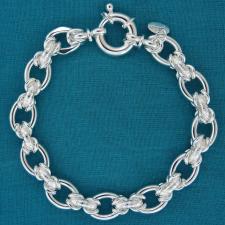 Sterling silver textured link bracelet 9,5mm. Made in Tuscany.