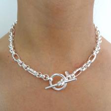 Collana in argento 925 massiccio catena figaro alternata 4+1