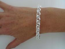 Sterling silver round link toggle bracelet 