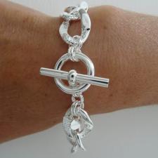 Sterling silver Croco texture link bracelet