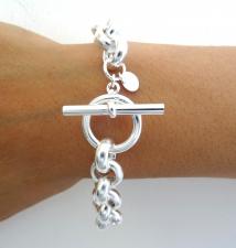 Chiusura a barretta. Bracciale in argento 925 rolo tondo diametro 12mm.