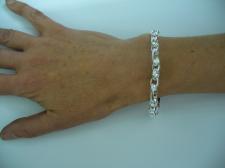 Silver figaro bracelet, oval link