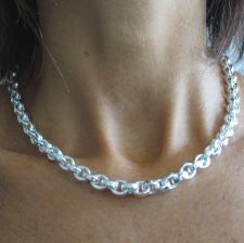 Silver oval rolo necklace