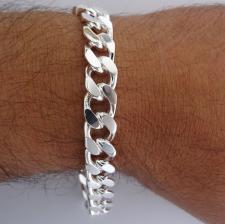 Sterling silver diamond cut curb bracelet 10mm