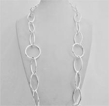 Solid sterling silver link chain necklace made in italy