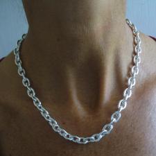 Silver handmade oval link necklace