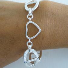 Solid heart bracelet in sterling silver