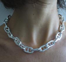 Sterling silver women's anchor chain link necklace