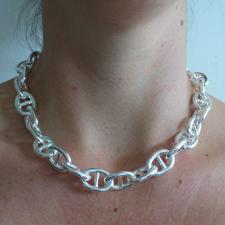 Collana in argento 925 maglia traversino 15mm - Collana donna.