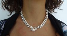 Sterling silver curb chain toggle necklace italy