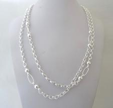 LUNGHEZZA 100 CM. Collana in argento 925 massiccio, sfere 6mm e catena rolo' ovale. 