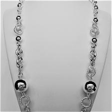 Long silver necklace with beads