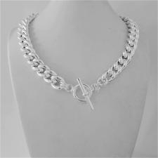 Sterling silver curb chain toggle necklace italy