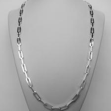 925 silver rectangular link necklace 5,2mm. Solid chain. Cm 60.