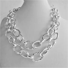 Sterling silver necklace. Textured link necklace 15mm. Length: 90 cm.