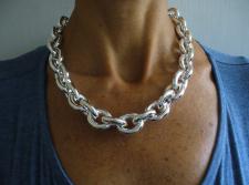 Silver oval link necklace 
