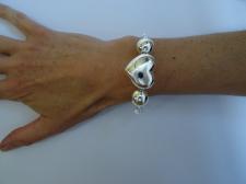 Bracciale argento cuore bombato