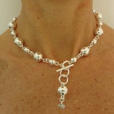 Collana sfere palline argento chiusura t bar toggle