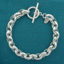 Bracciale catena ovale e barretta in argento 925