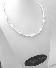 Collana catena in argento sfere e ovaline 