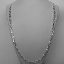 Long sterling silver rectangular link necklace 5,2mm. Solid chain. Cm 70.