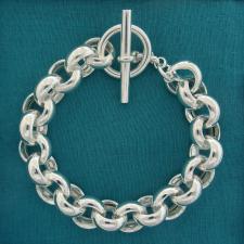 Bracciale chiusura a barretta e catena tonda in argento 925