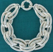 925 Italy silver double oval link bracelet