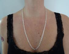 Solid sterling silver paperclip necklace.