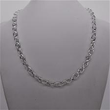 Solid 925 Italy silver necklace. Oval & double oval link chain 6,5mm.