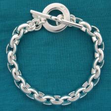 925 sterling silver oval link toggle bracelet 