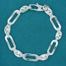 Sterling silver men's bracelet. Solid rectangular and mariner link.