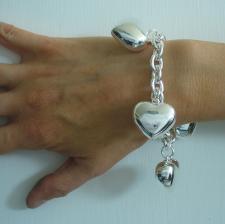 Sterling silver heart bracelet.
