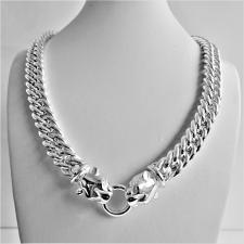 Collana in argento 925, centrale con doppia pantera. Lunghezza 50cm.