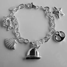 Silver sea charm bracelet