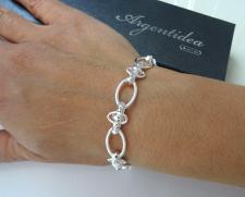 Solid 925 silver textured link bracelet 10mm