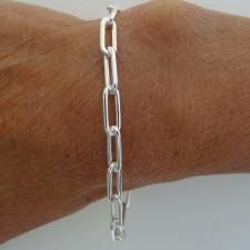 Bracciale catena argento maglie rettangolari allungate