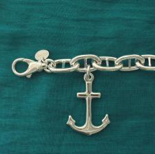 Sterling silver anchor chain bracelet