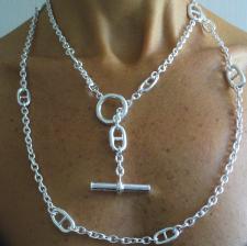 Sterling silver anchor chain toggle necklace 