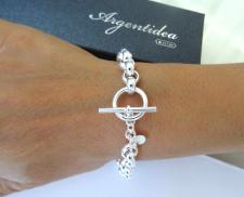 Braccialetto catena rolo' tondo in argento 925 chiusura toggle
