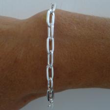 925 silver paperclip link chain bracelet made in italy