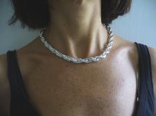 Silver double oval link naecklace