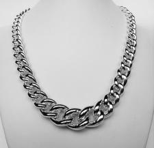 Sterling silver graduated hollow curb link necklace 18-10mm.