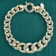 925 silver graduated hollow curb link bracelet. 16-10mm.